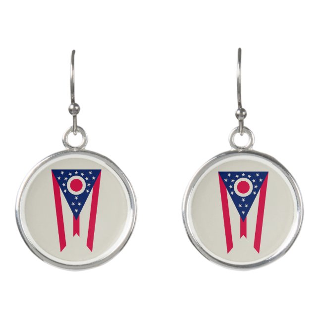 Ohio Flag: The Buckeye State Banner Earrings (Front)