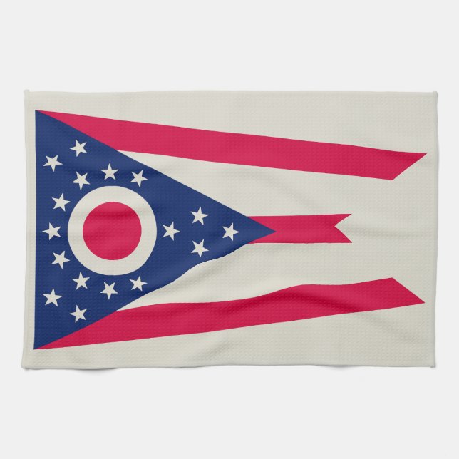 Ohio Flag: The Buckeye State Banner Kitchen Towel (Horizontal)