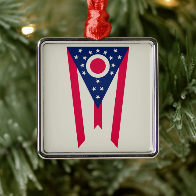 Ohio Flag: The Buckeye State Banner Metal Ornament (Tree)