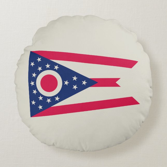 Ohio Flag: The Buckeye State Banner Round Pillow (Front)