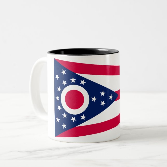 Ohio Flag: The Buckeye State Banner Two-Tone Coffee Mug (Front Left)