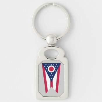 Ohio Flag Us State Buckeye On American Silver Keychain by Onshi_Designs at Zazzle
