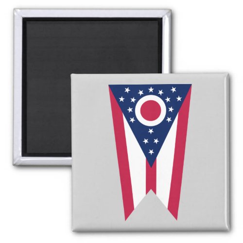 Ohio Flag US State Buckeye on American silver Magnet