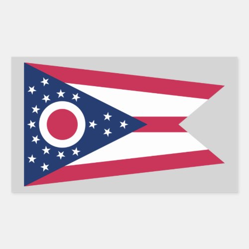 Ohio Flag US State Buckeye on American silver Rectangular Sticker