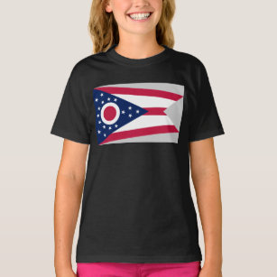 Ohio Flag US State Buckeye on American silver T-Shirt