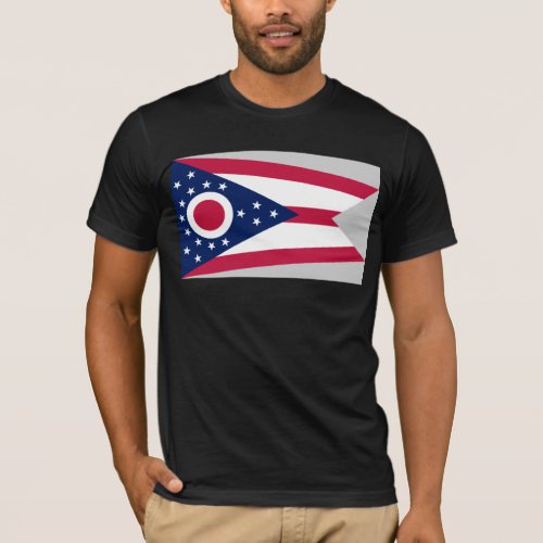 Ohio Flag US State Buckeye on American silver T_Shirt