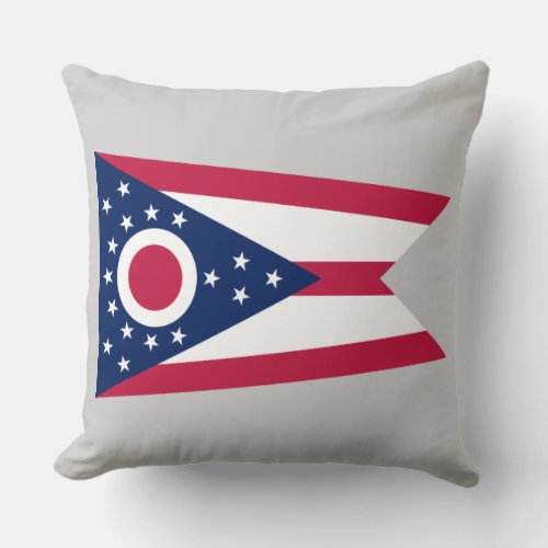 Ohio Flag US State Buckeye on American silver Throw Pillow