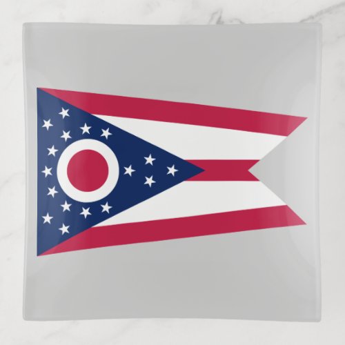 Ohio Flag US State Buckeye on American silver Trinket Tray