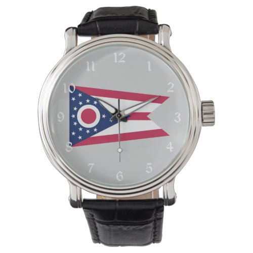 Ohio Flag US State Buckeye on American silver Watch