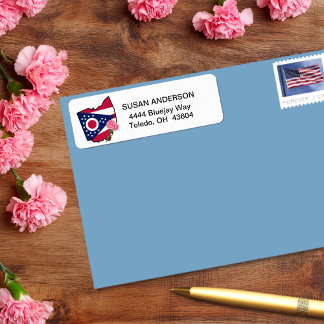 Ohio Flag with State Flower Carnation Custom Label