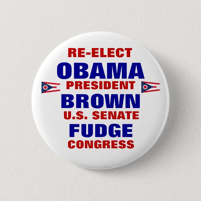 Ohio for Obama Brown Fudge Pinback Button (Front)