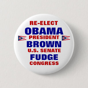 Ohio for Obama Brown Fudge Pinback Button