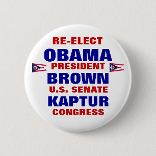 Ohio for Obama Brown Kaptur Pinback Button