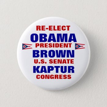 Ohio For Obama Brown Kaptur Pinback Button by hueylong at Zazzle