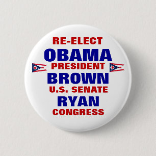 Ohio for Obama Brown Ryan Pinback Button
