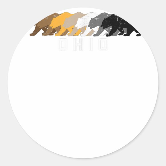 Ohio Gay Bear Distressed  Classic Round Sticker (Front)