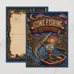 Ohio Gone Fishing Lake Sturgeon Postcard