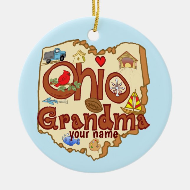 Ohio Grandma  Ceramic Ornament (Front)