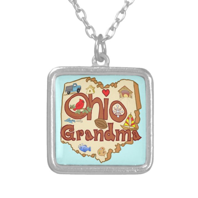 Ohio Grandma Silver Plated Necklace (Front)