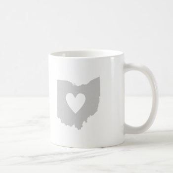 Ohio Gray State Map Shape With Heart Coffee Mug by PNGDesign at Zazzle