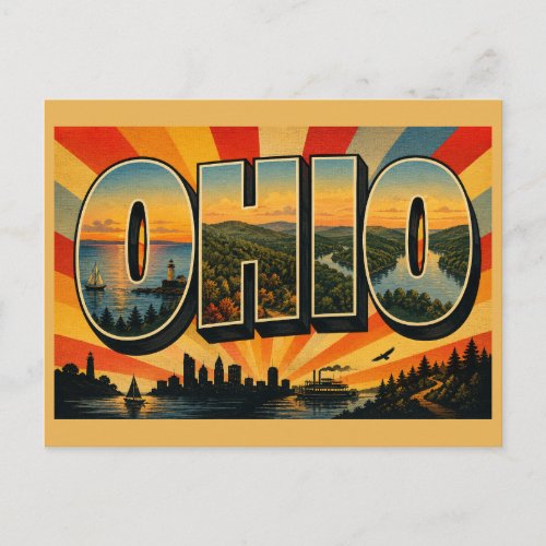 Ohio Great Lake Appalachian Hills River Art Postcard