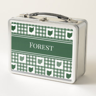 Ohio Green Gingham Metal Lunch Box