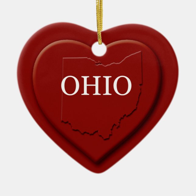 Ohio Heart Map Christmas Ornament (Front)