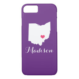 Ohio Heart Purple Custom Monogram iPhone 8/7 Case