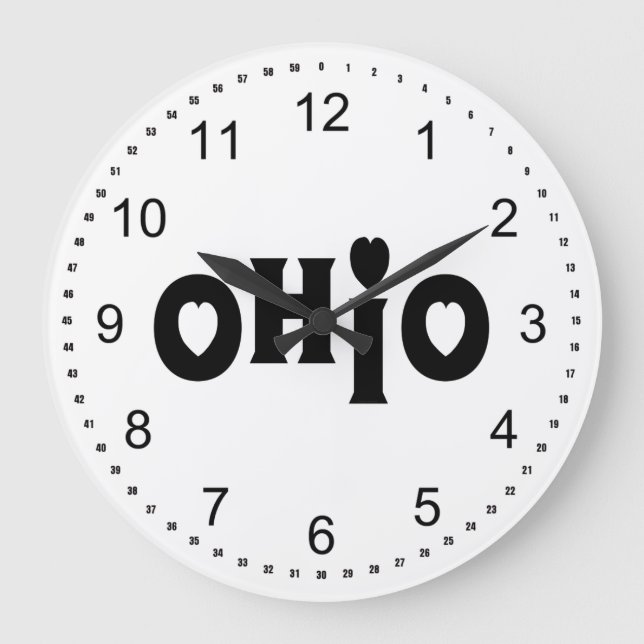 Ohio Hearts Large Clock (Front)