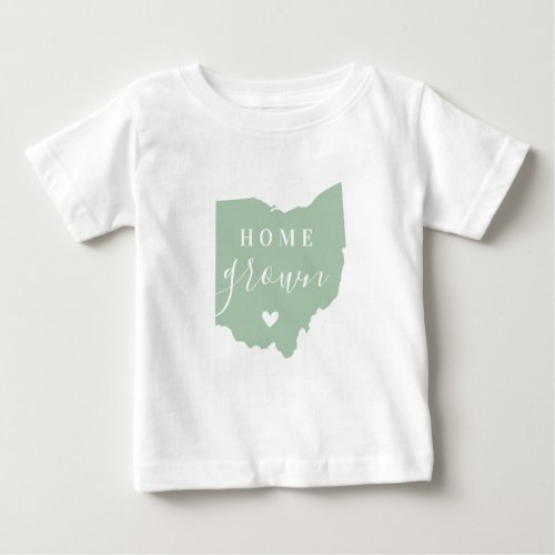 Ohio Home Grown  Editable Colors State Map Baby T_Shirt