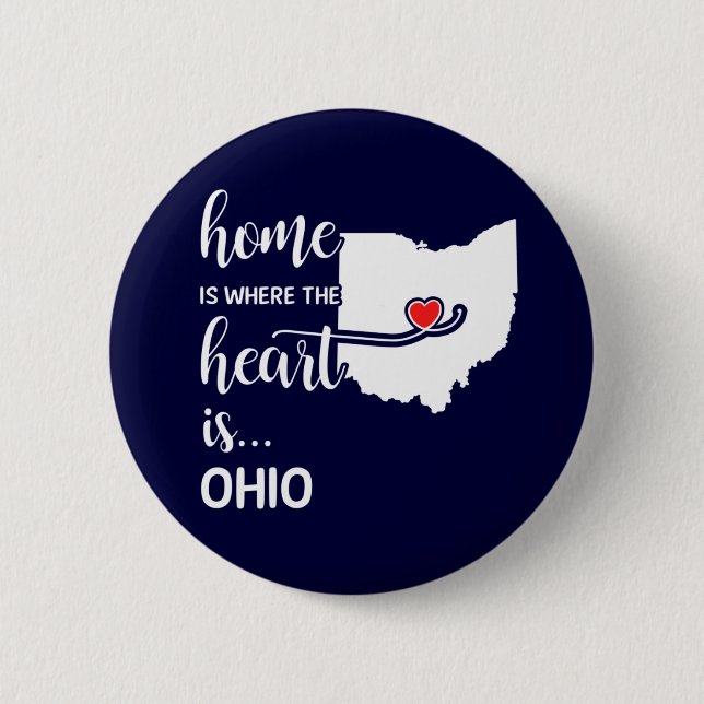 Ohio home is where the heart is button (Front)