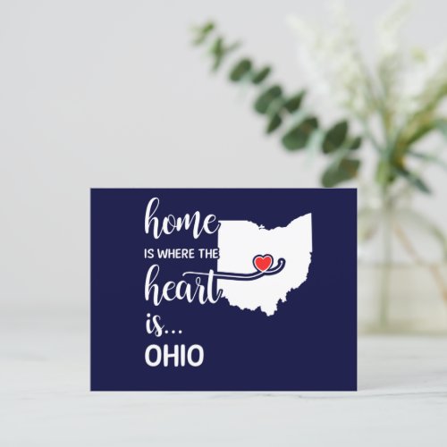 Ohio home is where the heart is postcard