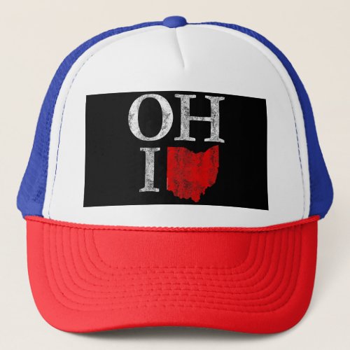 Ohio Home Shape State Vintage Grunge Trucker Hat