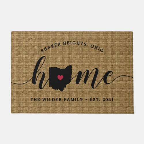 Ohio Home State Personalized Doormat