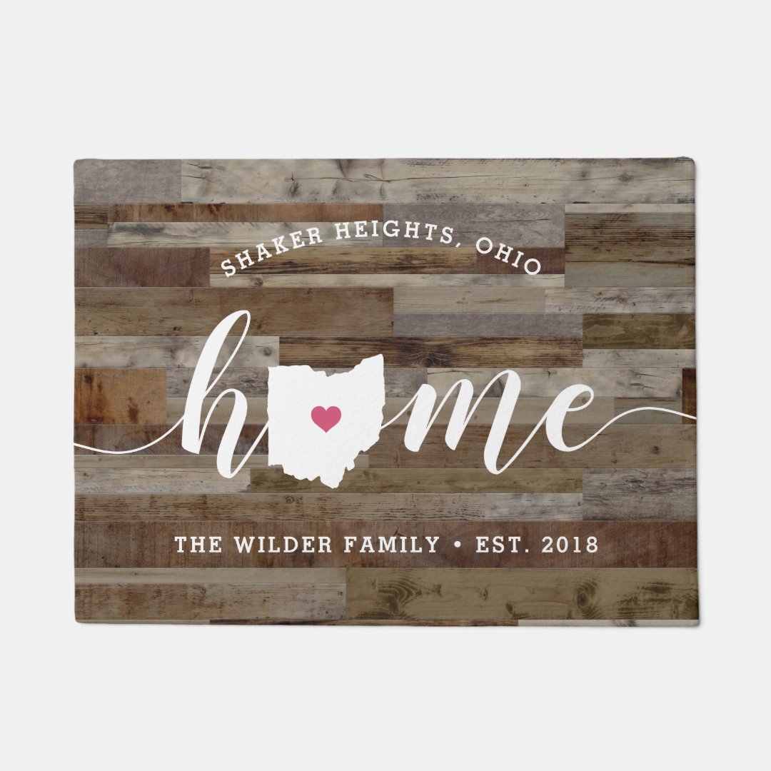 Ohio Home State Personalized Wood Look Doormat Zazzle