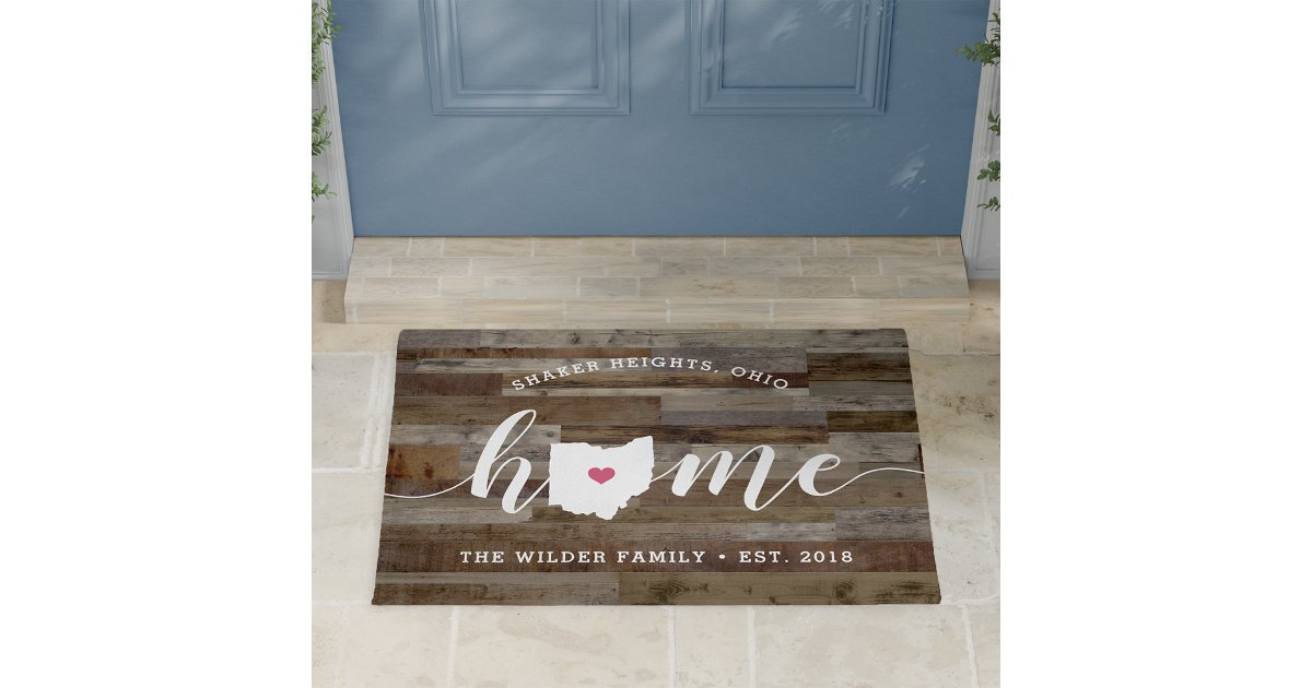 Ohio Home State Personalized Wood Look Doormat Zazzle