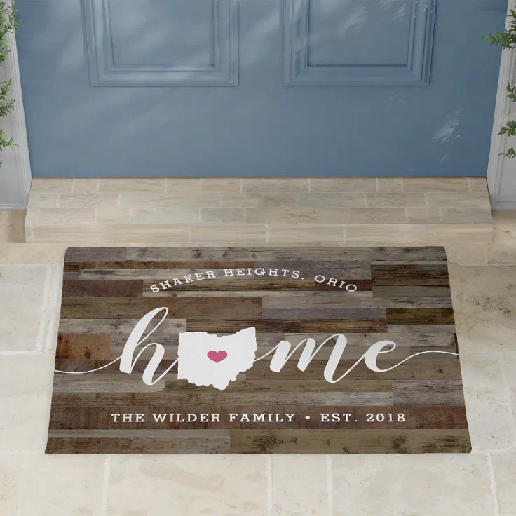 Ohio Home State Personalized Wood Look Doormat Zazzle