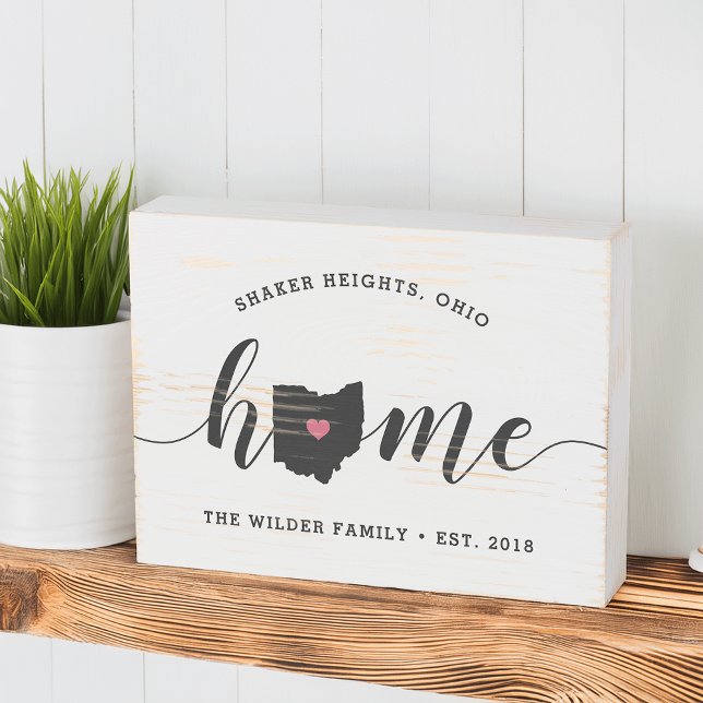 Ohio Home State Rustic Family Name Wooden Box Sign (Creator Uploaded)