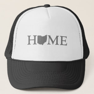 Ohio Home State Shaped Letter Gray Word Art Trucker Hat