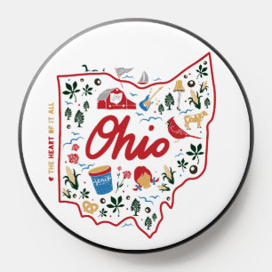 Ohio Illustrations, Cleveland, Columbus PopSocket