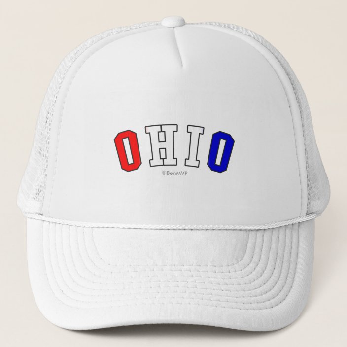 Ohio in State Flag Colors Mesh Hat