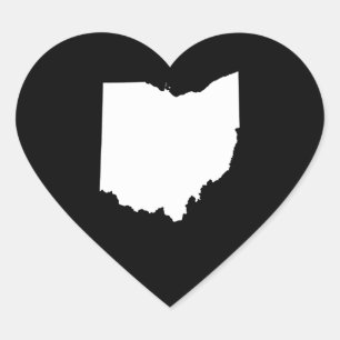 Ohio in White and Black Heart Sticker
