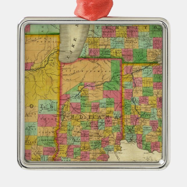 Ohio, Indiana, and Illinois Metal Ornament (Front)