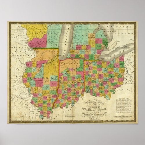 Ohio Indiana and Illinois Poster