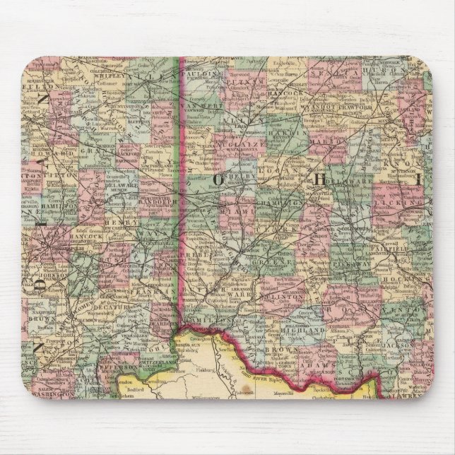 Ohio, Indiana Map by Mitchell Mouse Pad (Front)