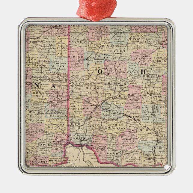 Ohio, Indiana Metal Ornament (Front)