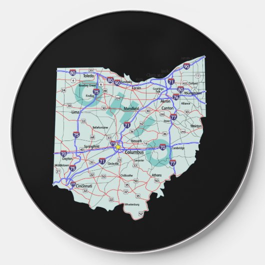 Ohio Interstate Map Wireless Charger (Front)