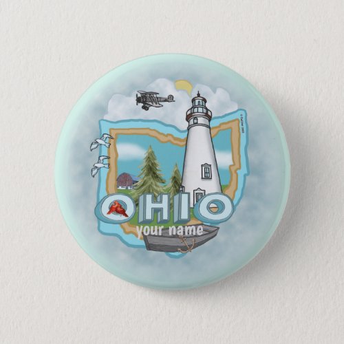 Ohio Lighthouse custom name  pin button