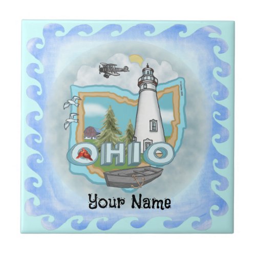 Ohio Lighthouse custom name tile