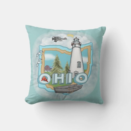 Ohio Lighthouse Throw Pillow